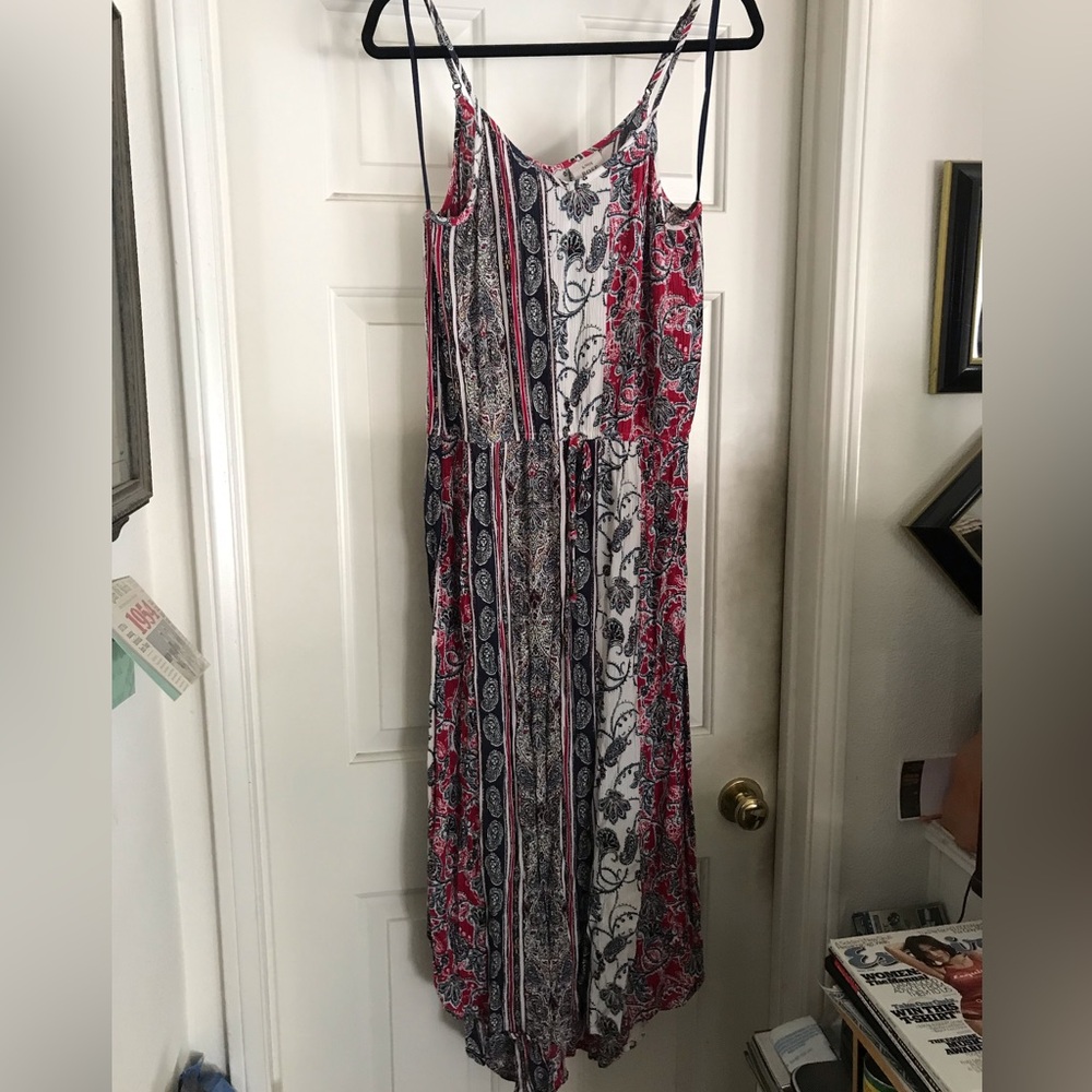 Knox Rose-Floral Striped Midi Dress - Red and Black size L